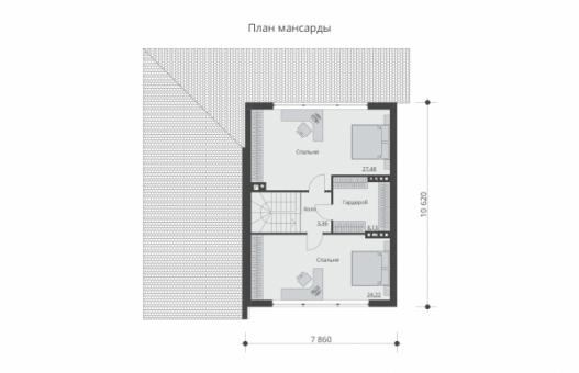 Проект одноэтажного жилого дома с  террасой и мансардой